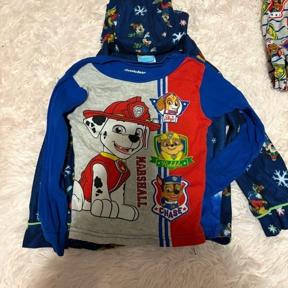 4T Pajama Set Bundle Mickey Mouse Christmas Flannel Paw Patrol Long Sleeve